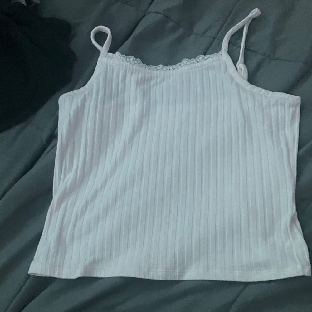 SO White Ribbed Kids Tank Top